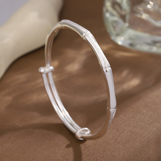 Pure Silver Bamboo Bracelet: Symbolizing Continuous Rising — Representing Steady Progress and Success Every Step of the Way