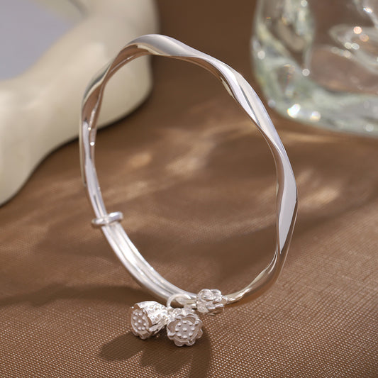 Sterling Silver Lotus Root Bracelet – Elegant and Natural Style High-Quality Silver Jewelry