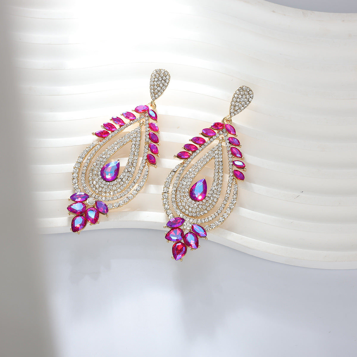 Colorful Teardrop Earrings – Elegant Long Dangles with Sparkling Crystals for Everyday Chic and Luxurious Style